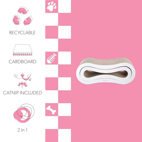 CSR1014B Suvi 26" Modern Cardboard Infinity 2-in-1 Lounge Bed Cat Scratcher with Catnip, Cloud