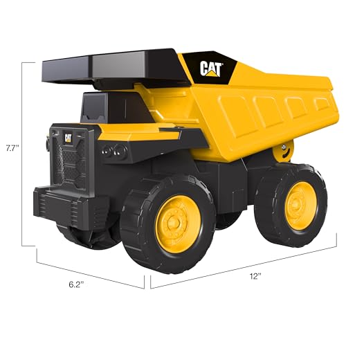 Cat Construction Toys, Real Steel Dump Truck – 12” Heavy Duty Steel Construction Toy with Realistic Working Dump Bed – Durable Vehicle for Indoor