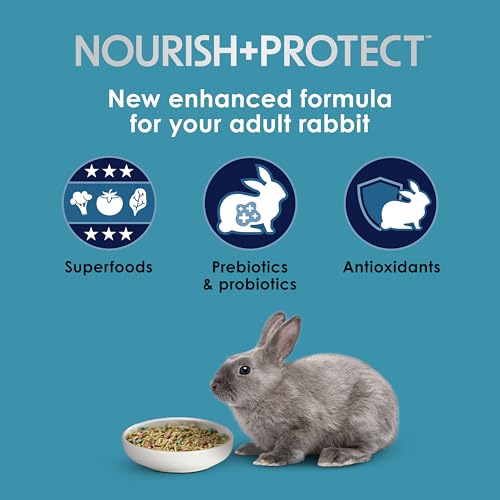 Kaytee Forti-Diet Pro Health Nourish+Protect Adult Rabbit Food, Comprehensive Nutrition Backed by Science, Digestive Health, Immune Support, 5 pounds
