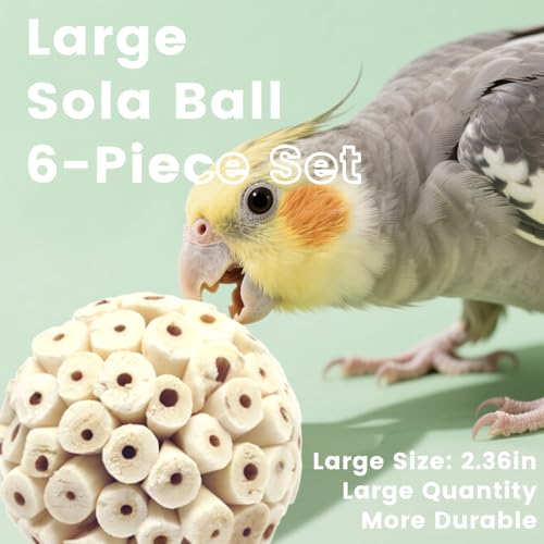 4PCS Bird Toys Sola Balls 2.36'' - Bird Foraging Toy, Sola Atta Ball, Parrot Chew Shred Toy for Sharpening Claws & Beaks for Cockatiel, Parakeets