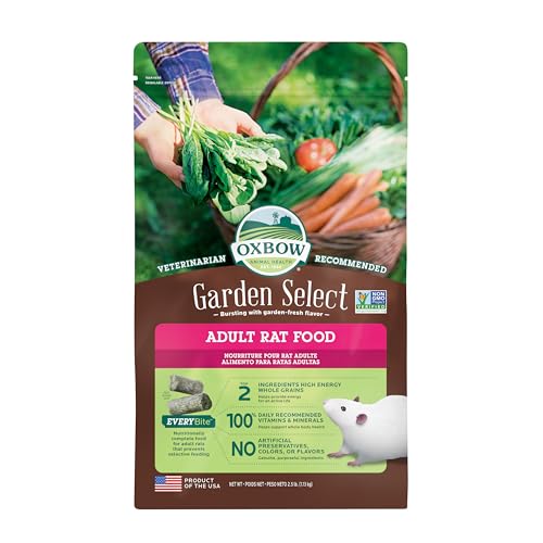 Oxbow Garden Select Adult Rat Food, Garden-Inspired Recipe for Adult Rats, Non-GMO, Vitamin & Mineral Rich Pet Food Pellets, Made in USA with Oxbow