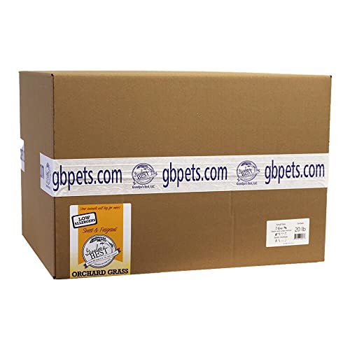Grandpa's Best Premium Orchard Grass Hay for Rabbits, Guinea Pigs, Chinchillas, Hamsters & Gerbils, 20lb Loose Boxed, Brown