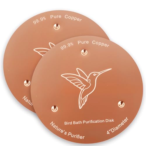 2 Pack Bird Bath Copper Discs, 99.9% Pure Copper Cleaner with Triple-Point Support, Reinforced Design for Safe Clean Water, Universal Fit for Outdoor