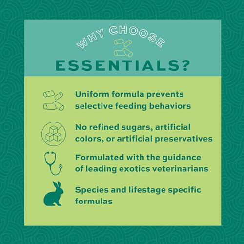 Oxbow Essentials Rabbit Food, Adult, Made with Oxbow Timothy Hay for Rabbit, Pet Pellets with Vitamins & Minerals, Small Animal Pet Products, Bunny