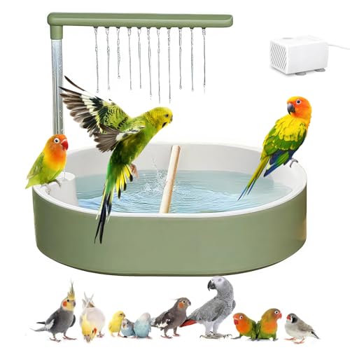 Parrot Bathtub Bird Automatic Bath Shower,Large Bird Shower Fountain Indoor Bathtub with Running Water, Contains USB and Pump,for Pet Birds, African