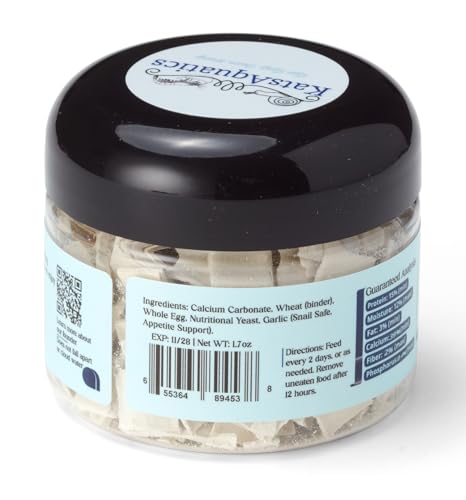 Calcium + Protein, for Strong Shells, Healthy Molts, 100% Natural, Does Not Dissolve in Water, Fast Sinking for Aquatic Shrimp, Snails, Plecos and
