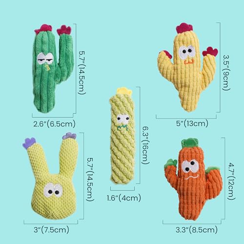 Pawsible Cat Toys for Indoor Cats, 100% Pure Organic Catnip-Filled Toys Without Cotton, Interactive Cactus Kitten Toy for Anxiety Relief, Soft Cute