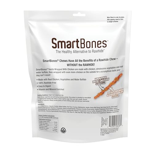 SmartBones Twists Wrapped with Chicken Made with Real Water Buffalo, 30 Count, Rawhide-Free Chews for Dogs, 7.40 Ounce (Pack of 1)
