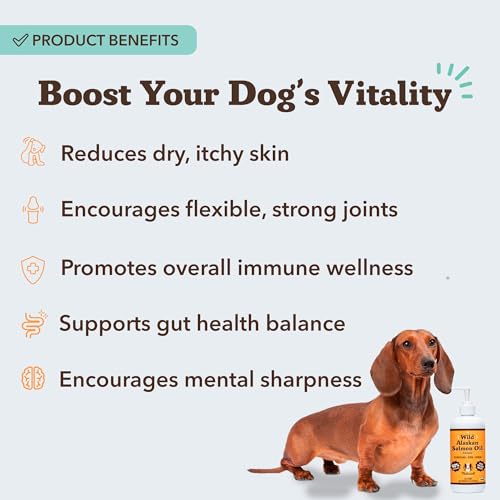 Natural Dog Company Wild Alaskan Salmon Oil Formula with Omega 3, Fish Oil for Dogs Supplement, Skin & Coat Dog Oil, Itchy Relief, Immune Support for