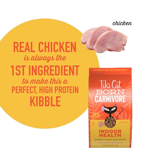 Tiki Cat Born Carnivore Indoor Health Non-GMO, Chicken and Turkey Meal Recipe 3 lbs.