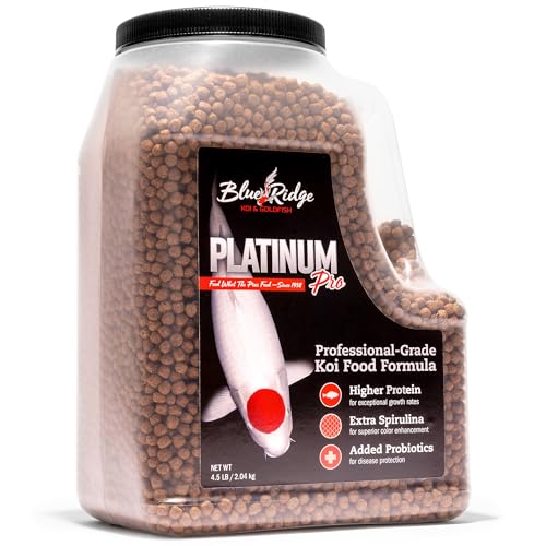 Blue Ridge Koi Fish Food 4.5lb - Koi Food 3/16” Platinum Pro Formula Goldfish Food, Premium Fish Food for Ponds, Ponds Fish Food, Floating Pond Pellet