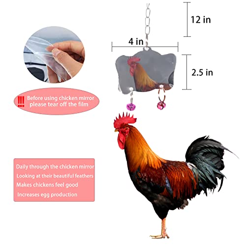 8PCS Chicken Toys for Coop Accessories, Chicken Swing, Xylophone, Mirror, Vegetable Hanging Feeder, Fruit Rack for Poultry Rooster Large Bird Parrot