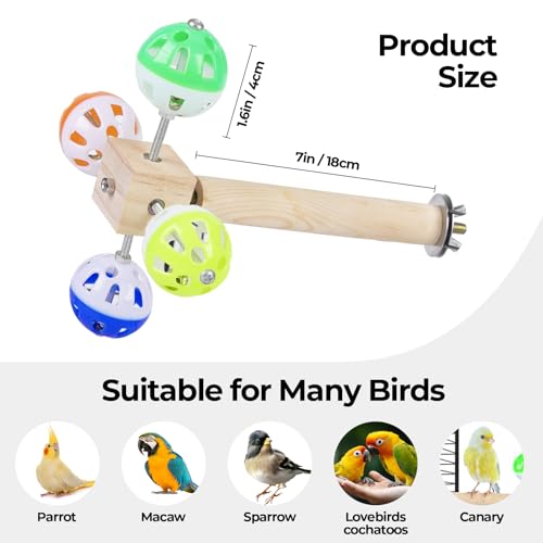 Bird Stand Perch Toy with Rotating Balls, Bird Toys for Parakeets, Ideal for Parakeets, Cockatiels & Lovebirds (NOT for Too Small BIRDCAGES - Avoid