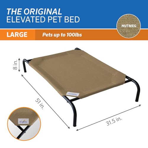Coolaroo Original Elevated Dog Bed - Breathable Off-The-Ground Pet Bed with Cooling Fabric, Joint Relief & Moisture-Resistant Fabric, 100% Recyclable, Easy Clean, Nutmeg, Large