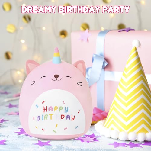 SQEQE Unicorn Cat Plush Kawaii Birthday Cat Plushies Pillow Cat Stuffed Animal Toy Soft Plushie Doll Gifts for Kids Decor(Caticorn, 8 Inch)