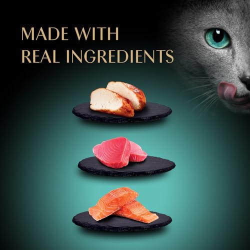 Sheba Premium Puree Cat Treats Lickable Roasted Chicken Flavor, Smoked Salmon Flavor, and Seared Tuna Flavor, 0.49 oz. Tubes, 24 Count