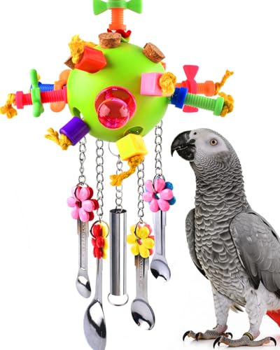 KATUMO Bird Toys, Parrot Pull Spoons Toys for Conure Cage Parakeet Cockatiel Quarker African Grey Mini Macaw  Parrots Cockatoo Small to Medium Birds