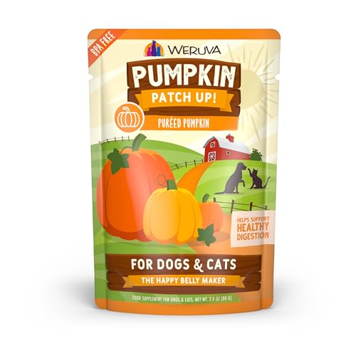 Weruva Pumpkin Patch Up!, Pumpkin Puree Pet Food Supplement for Dogs & Cats, 2.80oz Pouch (Pack of 12)