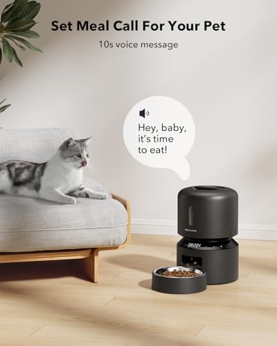 PETLIBRO Automatic Cat Feeder – 3L Programmable Pet Food Dispenser with Airtight Storage, Timed Portion Control, Voice Meal Call & Dual Power Supply