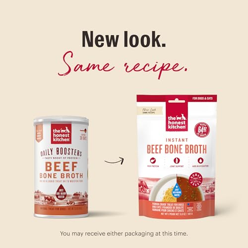 The Honest Kitchen Human Grade Daily Boosts Instant Beef Bone Broth with Turmeric for Dogs 3.6 Ounces