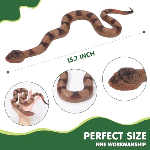 2Pcs Realistic Fake Snakes for Garden, Keep Birds & Squirrels Away, Lifelike Snake Toy, Rattlesnake Prank Prop for Halloween, Outdoor Yard Decorations