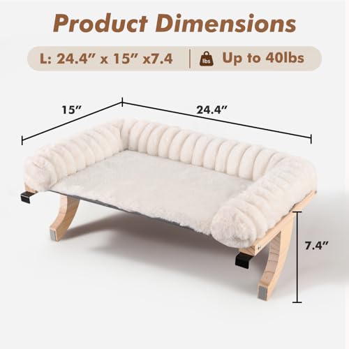Cloud-Soft Cat Window Sill Perch with Zipper Designed Cushioned Bed, Supportive Cat Window Seat with Premium Solid Wood & Sturdy Metal Frame, Pet