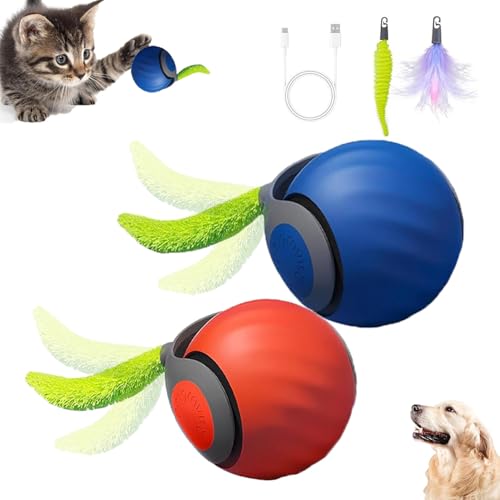 2Packs Speedy 2.0 Tail Cat Toys for Bored Indoor Adult Cats,2025 New Generation Interactive Cat Toys for Indoor Cats,Automatic Moving Ball with