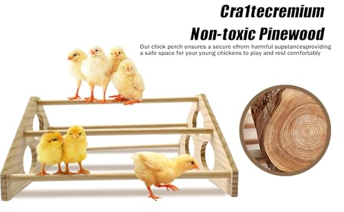 Large Wooden Pine Chick Perch Roosting Bar for Baby Chicks Brooder Coop, Chicken Training Toy Stand