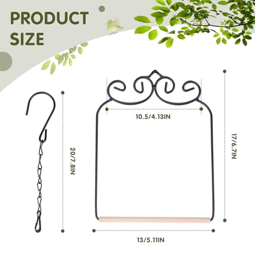 2PK Metal Frame Hummingbird Swings and Perches with Wooden Dowel Black Bird Swing Outdoor Bird Perch Humming Bird Swing (2PK)