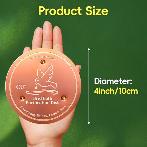 Bird Bath Copper Disk, 99.99% Pure Copper Cleaning Disk, Natural Cleaning Solution for Outdoor Birdbath, Helps Extend time Between birdbath Cleaning
