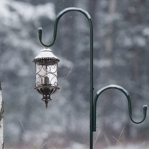 MIPON 78 Inch Double Shepherds Hooks for Outdoor Bird Feeder,Hanging Plants,Solar Light,Adjustable 78/62/46/30 Inch,3/4 Inch Width Garden Shepards