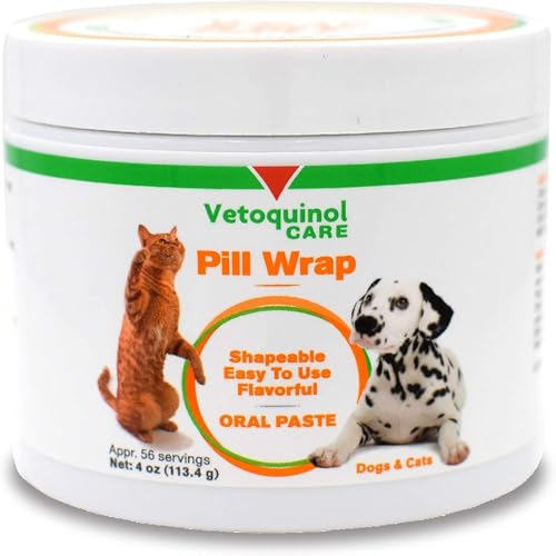 Vetoquinol Pill Wrap Treats for Dogs & Cats – 4oz, 56 servings – Hides Any Size, Shaped Pill – Moist, Flavorful & Shapeable Pill Pocket Paste