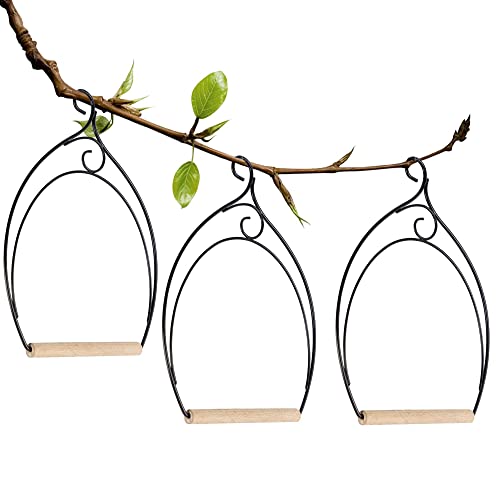 winemana Set of 3 Hummingbird Swings, Rust Resistant Metal Frame, Wooden Dowel, Attach to Bird Feeders, Perfect for Hanging Indoor Office Outdoor
