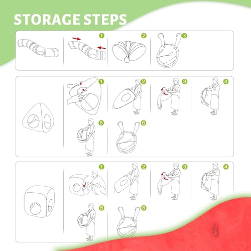 Tailtastic 3-in-1 Watermelon Cat Play Tunnel with Pop-Up Cube & Triangle Cat Tent, Interactive Toy Ball & Foldable Design - Easy Magic Tape Assembly