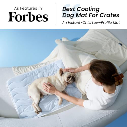 Bedsure Cooling Mat for Large Dogs - Q-Max>0.4 Thin Breathable Cooling Crate Pad Indoor for Pet with Chill Cool Fiber as Cooling Topper，Portable