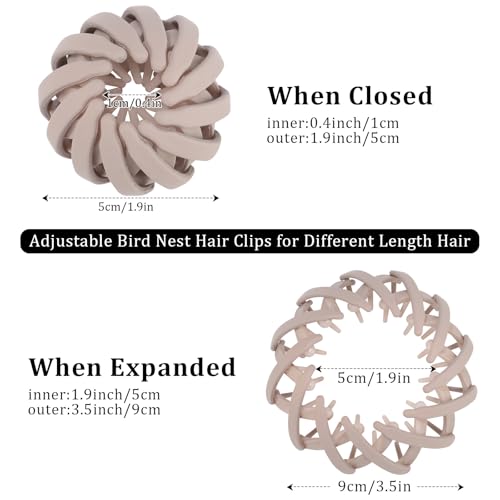 6Pcs Bird Nest Magic Hair Clips Hair Nest for Bun Strong Ponytail Holders Hair Accessories for Women Girls (Neutral, Small)