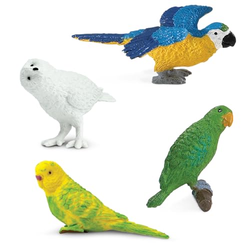Safari Ltd. Exotic Birds TOOB - 10 Figurines: Parakeet, Quetzal, Macaw, Hummingbird, Toucan, Cockatoo, Flamingo, Snowy Owl, Parrot - Educational Toy