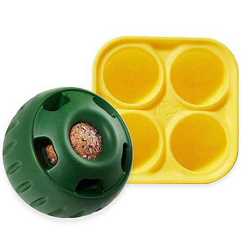WOOF Pupsicle and Treat Tray - Long-Lasting Interactive Dog Ball Toy and Silicone Dog Treat Mold - Keep Your Pup Busy - Easy to Clean - Toys for