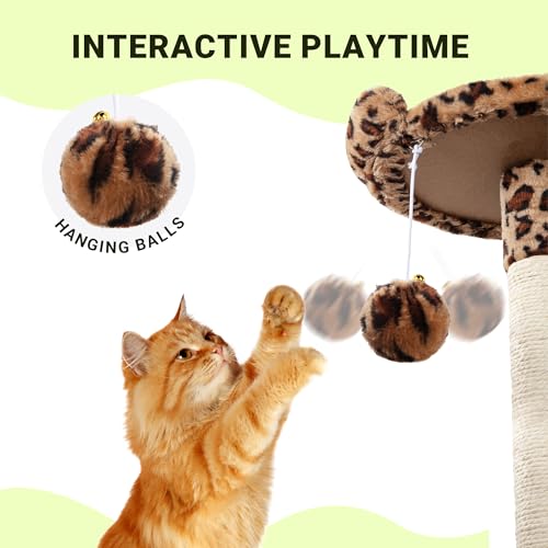 Allewie 64 Inches Cat Tree Tower/Multi-Level Activity Center for Indoor Big Felines/2 Plush Condos/2 Perchs/Basket/House/Sisal Scratching