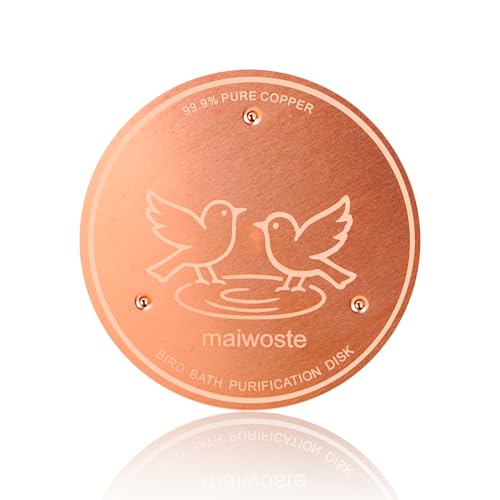 Bird Bath Copper Disk, 4 Inch 0.6mm Thick 99.9% Pure Copper Disc with Triple-Point Support, Natural Water Cleaner for All-Season Use, Universal Fit