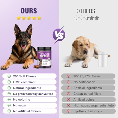 Glucosamine for Dogs 200pcs Joint Support Supplement Dog Hip and Joint Chondroitin Chews Treats with MSM Dog Joint Pain Relief Mobility Supplements