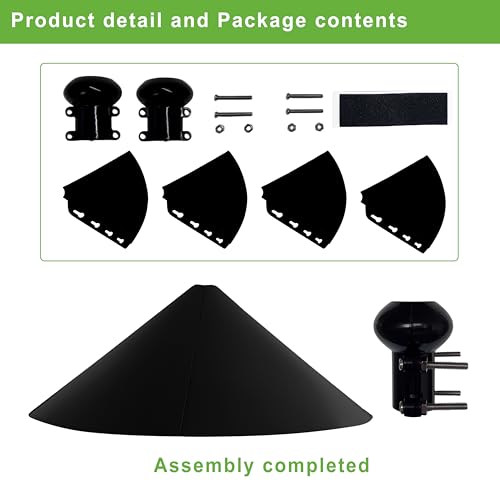 Squirrel Baffle for Bird Feeder Pole - 19 Inch for Shepherd’s Hook, Squirrel Proof Cone (1 Pack, Black)