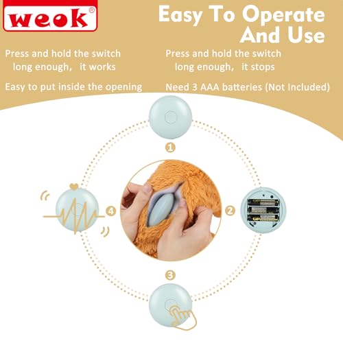 WEOK Heartbeat Puppy Toy, Comfort Cuddler Pillow, Dog Anxiety Relief Calming Aid,Heartbeat Stuffed Toy for Dogs,Puppy Heartbeat Toy Sleep Aid,Dog