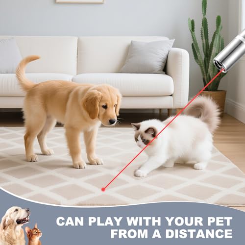 Laser Pointer, Cat Toys, Cat Laser Pointer with 3 Light Modes & 5 Fun Patterns,Portable Interactive Kitten Pet Bird Dog Cat Mouse Toy for Fun Chase