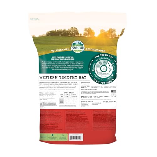 Oxbow Western Timothy Hay, Guinea Pig Hay, Small Pet Bunny Supplies, All Natural Grass for Guinea Pig, Bunny, Chinchilla & Hamster, Oxbow Rabbit