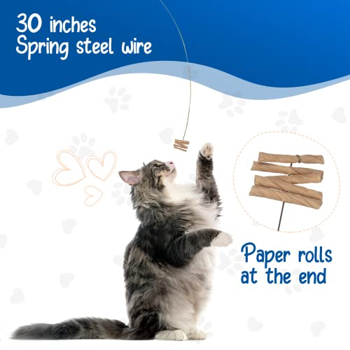 Cat Dancer Interactive Cat Toy - Fun and Fitness for Your Furry Friend - Engaging Paper Roll Attached with 30 Inches Flexible Spring Steel Wire for