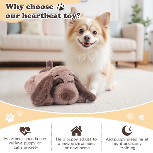 BEVERLYSHARK Beverly Shark Puppy Heartbeat Toy Dog Anxiety Relief Calming Aid Puppy Heartbeat Stuffed Animal Behavioral Training Sleep Aid Comfort