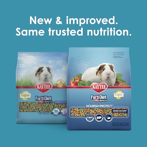 Kaytee Forti-Diet Pro Health Nourish+Protect Guinea Pig Food, Comprehensive Nutrition Backed by Science, Digestive Health, Immune Support, 5 pounds