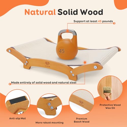 Extra-Larger Sisal Cat Scratcher Bed, Durable Cat Scratching Post with Hammock for Indoor Cats Lounger & Sleep & Scratch, Natural Sisal Cat Scratch
