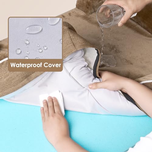 EHEYCIGA Orthopedic Dog Beds for Extra Large Dogs, Waterproof Memory Foam XL Dog Bed with Sides, Non-Slip Bottom and Egg-Crate Foam Big Pet Couch Bed with Washable Removable Cover, Camel